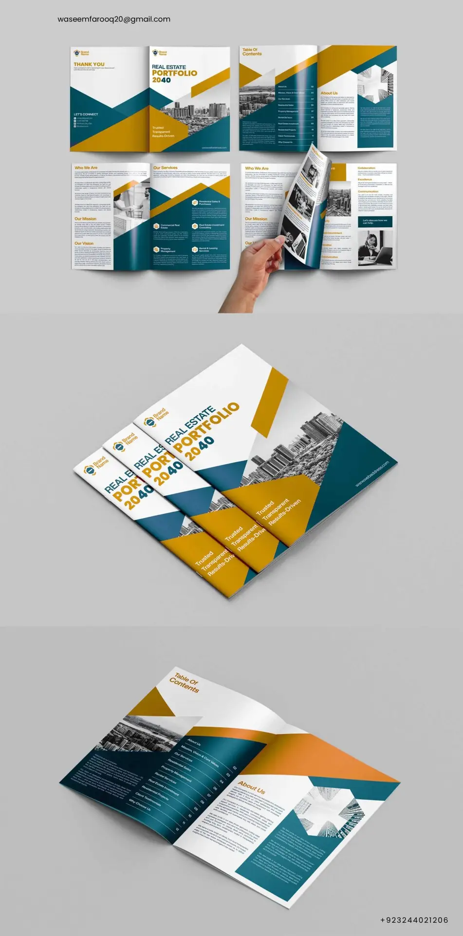 Modern company profile and annual report design with clean layout, professional branding, and corporate visual elements.