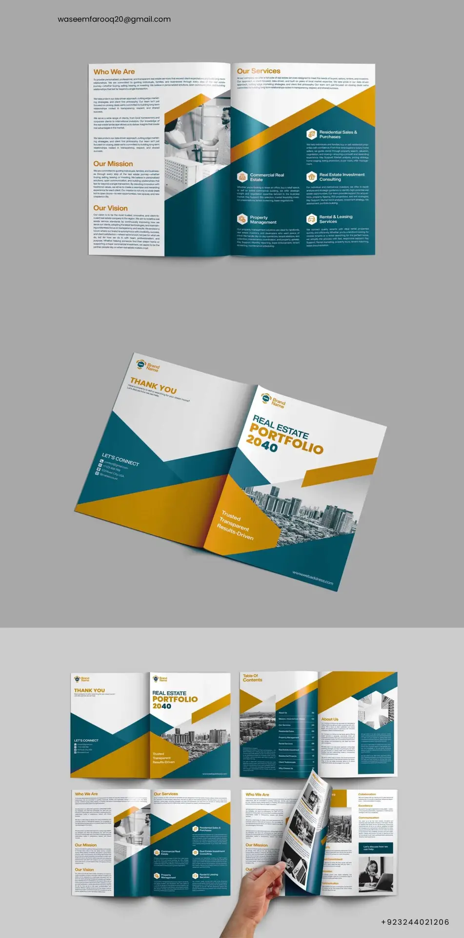 Modern company profile and annual report design with clean layout, professional branding, and corporate visual elements.