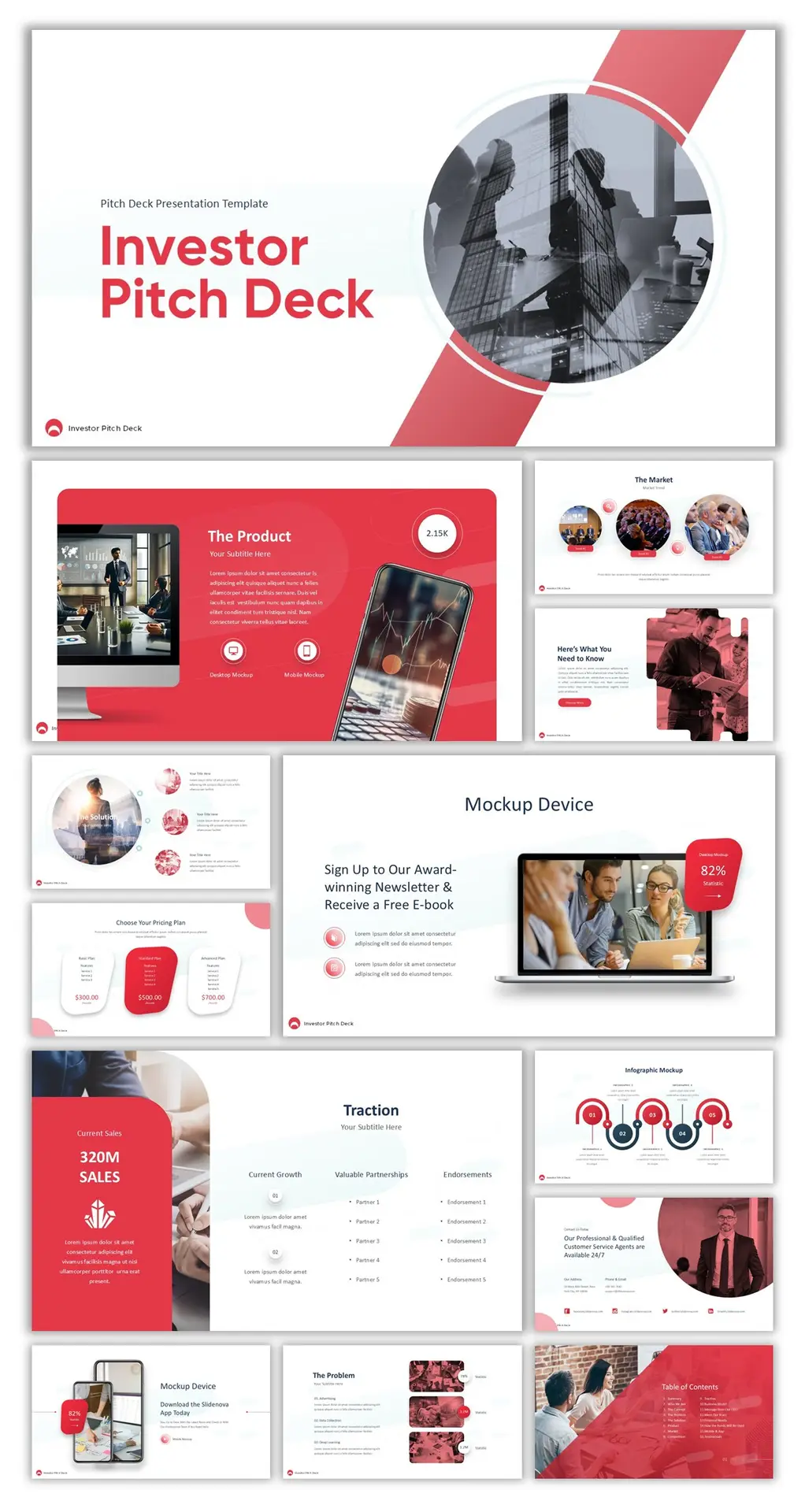 Venture capital investor pitch deck PowerPoint template with modern startup-focused design and professional financial slides.”