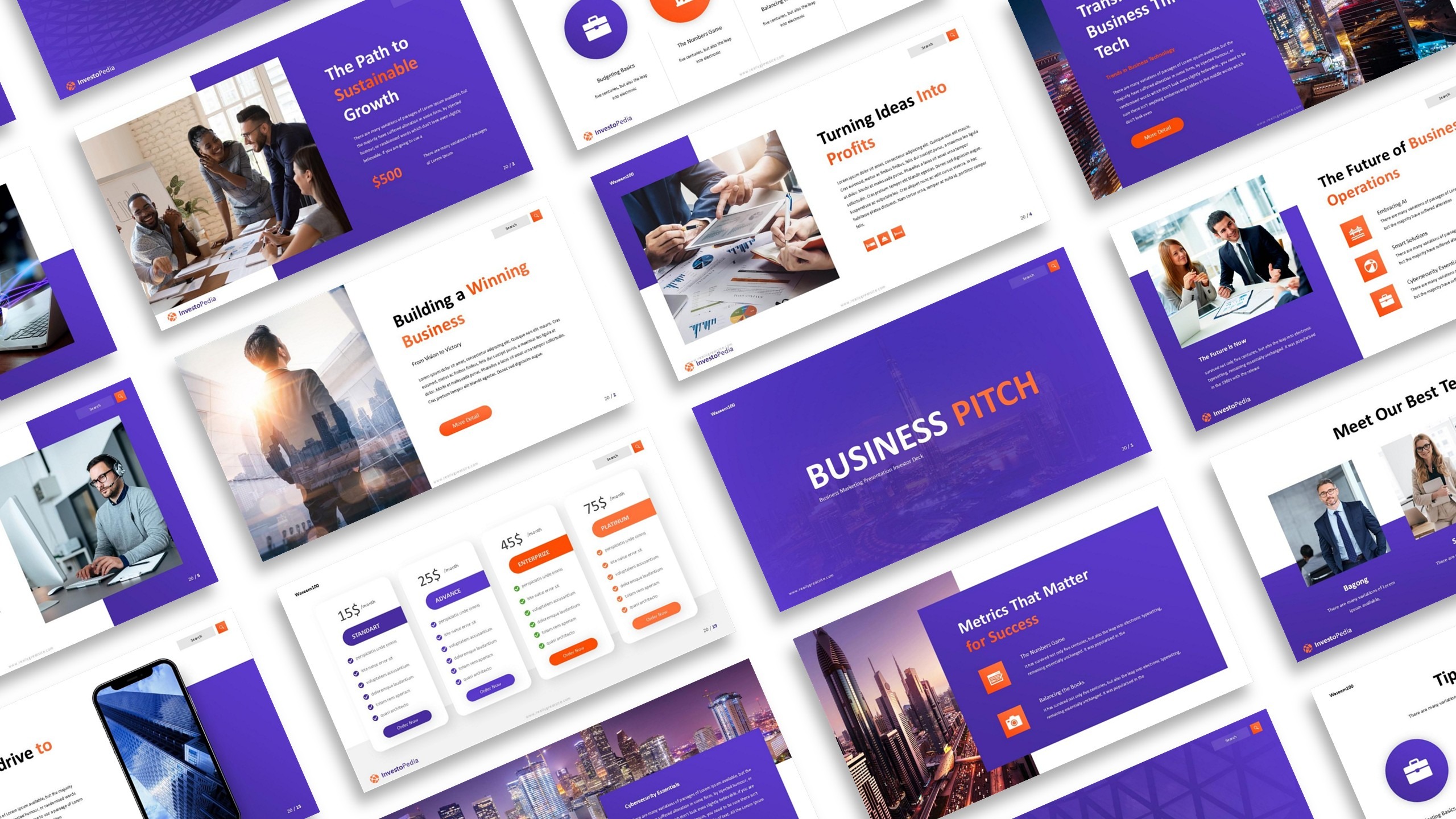 Modern business pitch PowerPoint presentation with professional corporate slide designs