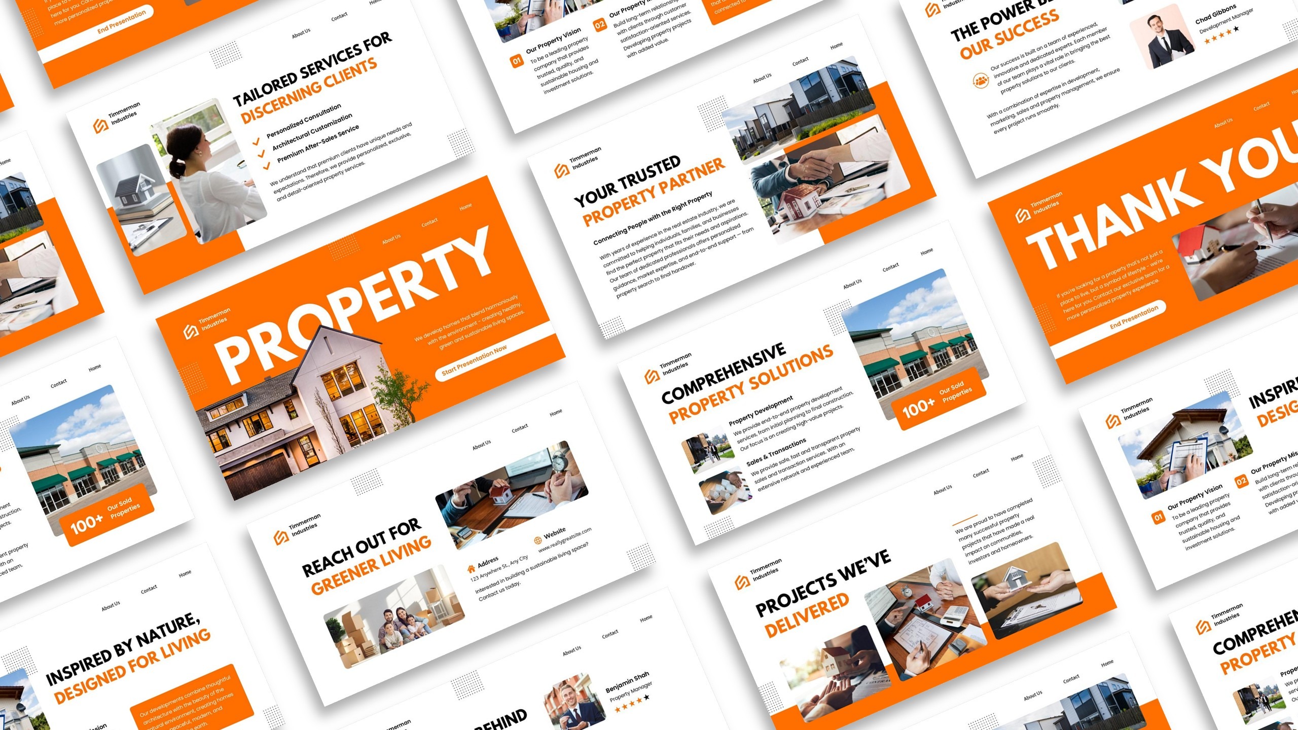 Property and housing real estate PowerPoint presentation template with modern layouts and professional home visuals.